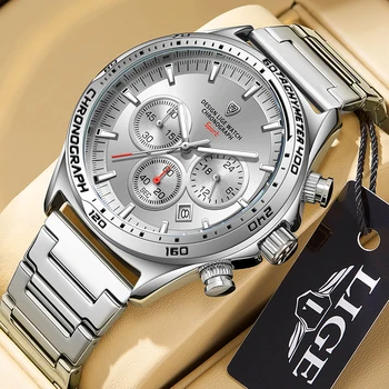 Луксозни мъжки ръчен часовник LIGE Водоустойчив флуоресцентни часовник с хронограф за мъже Мъжки кварцов часовник reloj hombre от неръждаема стомана