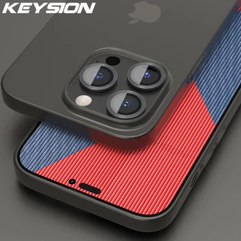 Матово прозрачен калъф KEYSION за iPhone 13 Pro Max със защитно фолио за фотоапарати, прозрачно задната част на кутията на телефона за iPhone 12 11 Pro Max