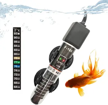 Мини-аквариумный нагревател, мощност 25 W / 50 W, Малка Потопяема аквариум за риби, Термостат Betta Heater с безплатен стикер термометър Под аквариуми