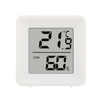 Мини цифров термометър-влагомер за настолен монтаж в затворени помещения, електронен сензор за температура и влажност на въздуха, вградена батерия