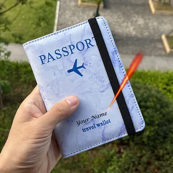 Модерен персонализирани притежател на паспорт с каишка, Пътен портфейл, Бизнес Персонализирани притежател на паспорт