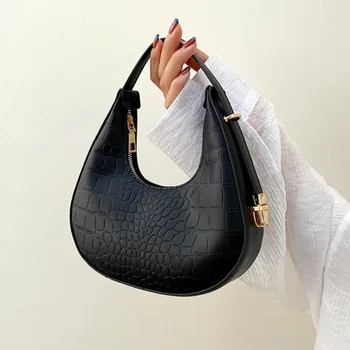 Модни дамски чанти през рамо с шарките на алигатор, малка дръжка, чанта под мишниците, клатч, луксозна дамска чанта от изкуствена кожа с чантата