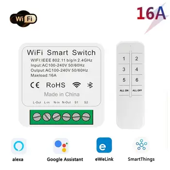 Модули eWeLink Wifi 16A MINI Smart Switch Поддържат безжичен ключ с един/ двойна горивото чрез Smartthings Алекса Google, Yandex Alice