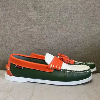 Мъжки автентичната обувки Sebago Docksides - кожени обувки-лодка премиум-клас дантела със скосен пръсти AC065