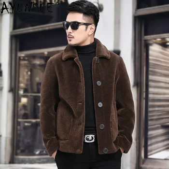 мъжки дрехи 2024 мъжко зимно яке корейски дрехи, палто от естествена вълна с двойни фланци homens jaqueta LXR579