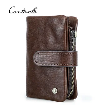 Мъжки портфейл от естествена кожа, всекидневни двойно RFID-болт с цип, джоб за монети, мъжки малко в чантата си, държач за карти, чанта за пари, портфейли