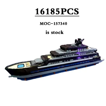 Нов MOC-157340 Голяма Луксозна Яхта 16185шт Модел на Лодка Плажен Клуб САМ Детски градивните елементи на Играчки, Подаръци За Рожден Ден и Коледа Играчки