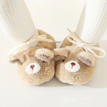 Нов стил от зимните сгъстено детски пешеходни Топли чорапи за новородено, нескользящая износостойкая обувки, чорапи-втулки с мека подметка, подарък за дома