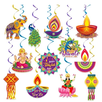 Окачени реактивни украса на фестивала Дивали, както е показано на фигура Хартия за външни декор помещения на Фестивала Дивали