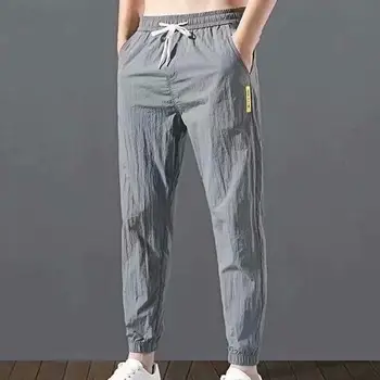 Панталони елегантен панталон с джобове на щиколотке, летни панталони свободно намаляване за ежедневието