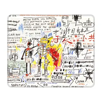 Подложка за мишка Boxer Въстание с фиксирующимся ръба, игрална подложка за мишка на плъзгане гумена основа, Офис тенис на мат Jean-Michel Basquiats