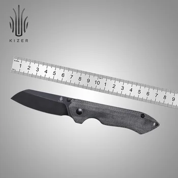 Походный Нож Kizer V3504C1 Guru 2022 Нова Черна Микарта със Стоманени Остриета 154 см, Сгъваем Нож, Инструменти За Лов на Открито