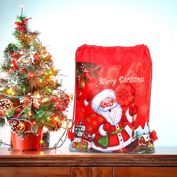 Практически чанта от съвсем малък, Коледен подарък на Дядо Коледа, е Червен нетъкан материал, издръжлив модерен коледен пакет подаръци за дома, коледа, Коледни аксесоари