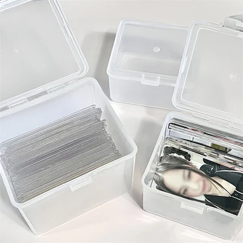 Прозрачна кутия за съхранение на фотокарточек, етикети, държач за карти Idol, Настолен Органайзер за съхранение, Классификационная кутия, Канцеларски Пылезащитная кутия