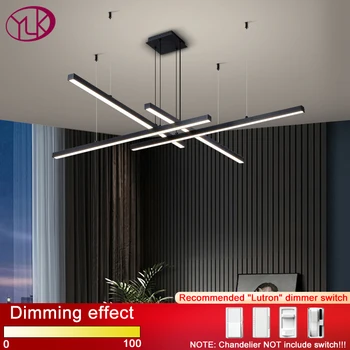 Проста led полилей за всекидневната, модерният домашен интериор, черен окачен лампа, трапезария лампа с регулируема яркост