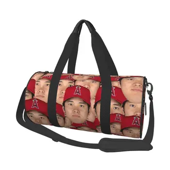 Пътни чанти с шарките на лицето Shohei Ohtani, Мъжка чанта за фитнес, Цилиндрична чанта през рамо, Дамски Голяма Пътна чанта-тоут, Багажная чанта