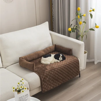 Разтегателен диван за домашни любимци, Калъф за мебели от Коралов Руно с Възглавница-валяк и Противоскользящим Дъно Подходящ за кучета и Котки