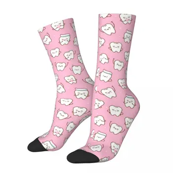Розови чорапи за зъби, Чорапи унисекс с бесшовным шарени, Меки чорапи Kawaii, Пролетни Спортни Нескользящие чорапи с шарени подарък