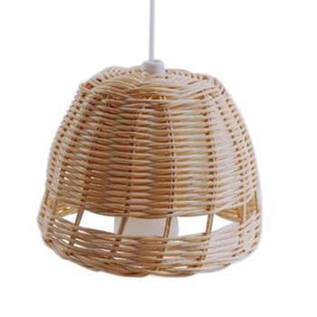 Ротанговый Лампион От Ръчно Изработени Двуслойни Бамбук Куполна Лампа, Азиатски Селски Японски Дизайн На Лампа