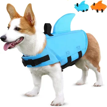 Спасителна жилетка за кучета, летен спасителна жилетка за домашни любимци с акули, облекло за кучета, бански костюми за кучета, бански костюми за домашни любимци, аксесоари за кучета