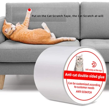 Средства за Защита мебели От Котешки Драскотини Anti Scratch Cat Training Tape Безопасни Прозрачни Ленти Средства за Защита на мека мебел От Драскотини В Ъгъла на Дивана
