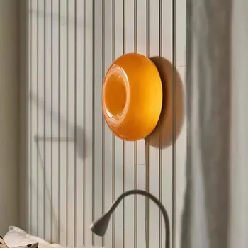 Стенен лампа от пончикового стъкло Оранжево-бяла Светлина За дневна Спалня входно антре Тераса кабинета Вътрешно led осветление с регулируема яркост