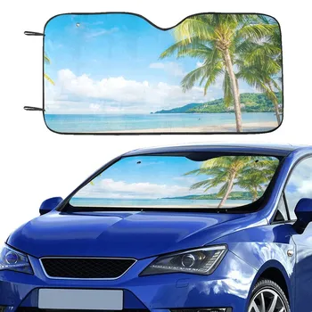 Тропически Плаж сенника На Предното Стъкло, на брега на Океана Морска Палма автоаксесоари Авто Прозорец Защитник Козирка Покриване на Екрана Декор 55 