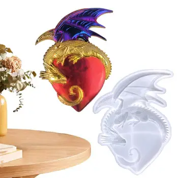 Форма за сърцето на дракона, Полу 3D Силиконова форма за сърцето с крила Летящият Дракон, Форма за смола Дракон, Форма за сапун на дракона от епоксидна смола, под Формата на сапун дракон