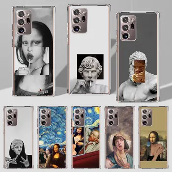 Художествено-Естетически Калъф David Mona Lisa на Корпуса за Samsung Galaxy Note 20 Ultra 5G 10 Плюс 9 8 TPU Мек Калъф За телефон S23 S21 S22 Cover Funda