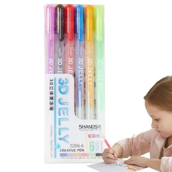 Цветни химикалки Jelly Roll Писалка Комплект дръжки с 3D гелевыми мастило за colorization на книгите на Цветни връхчета за рисуване за деца и възрастни