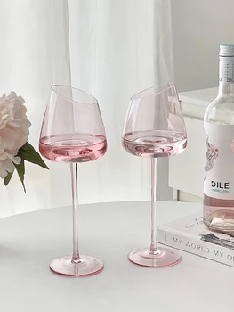 чаша за розово червено вино с голям капацитет обем 500 мл, висококачествен Домашен кристална чаша за шампанско, чаша с наклонени гърло